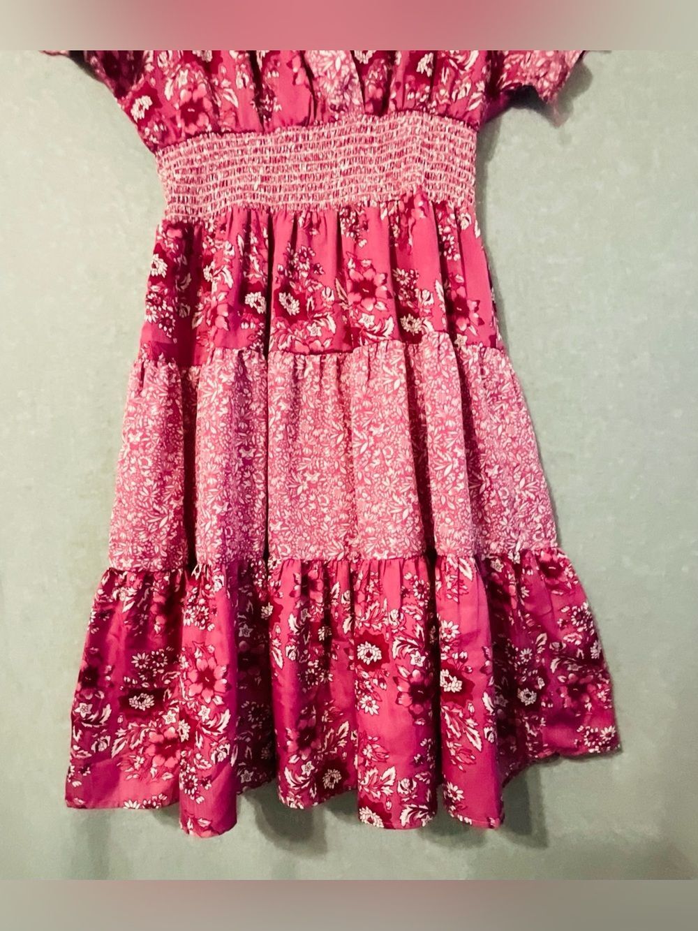 King roads woman  Floral Tiered Dress in Pink Sz S - Picture 3 of 9